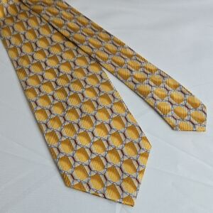 Jos. A. Bank Silk Tie, Gold/White/Red Geometric Pattern